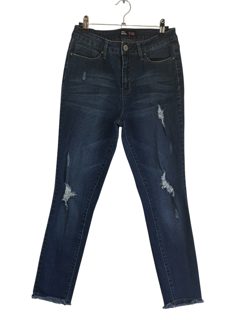 YMI High Rise Distressed Ankle Skinny Jeans Women’s Size 7 Dark Wash